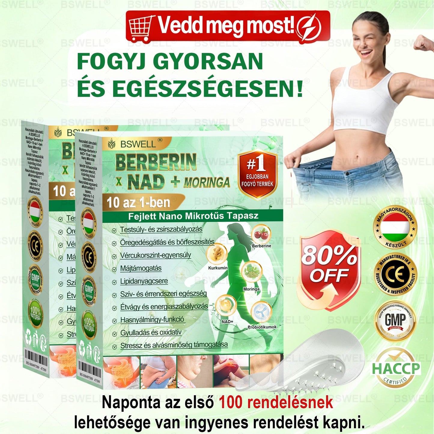 💚BSWELL® Nano mikrotűs karcsúsító tapasz (Naponta egyszer már 28 napon belül látható változások láthatók) Alkalmas: elhízás kezelésére, szív- és érrendszeri egészségre, cukorbetegség kezelésére, alvási apnoéra és bélrendszeri problémákra🔥